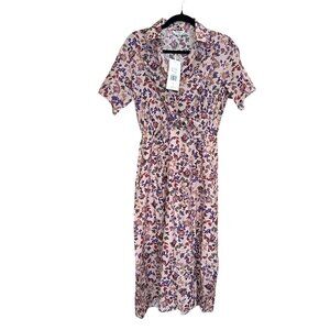 Thakoon Silk Cotton Tie Front Floral Midi Dress Size 4 NWT